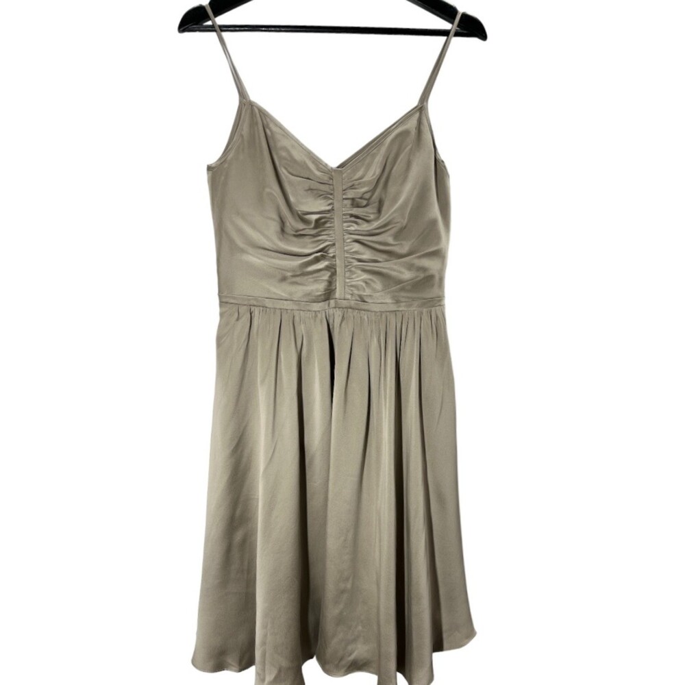 Banana Republic dress sz 4 silk slip dress tank v neck taupe womens NEW - Picture 4 of 10